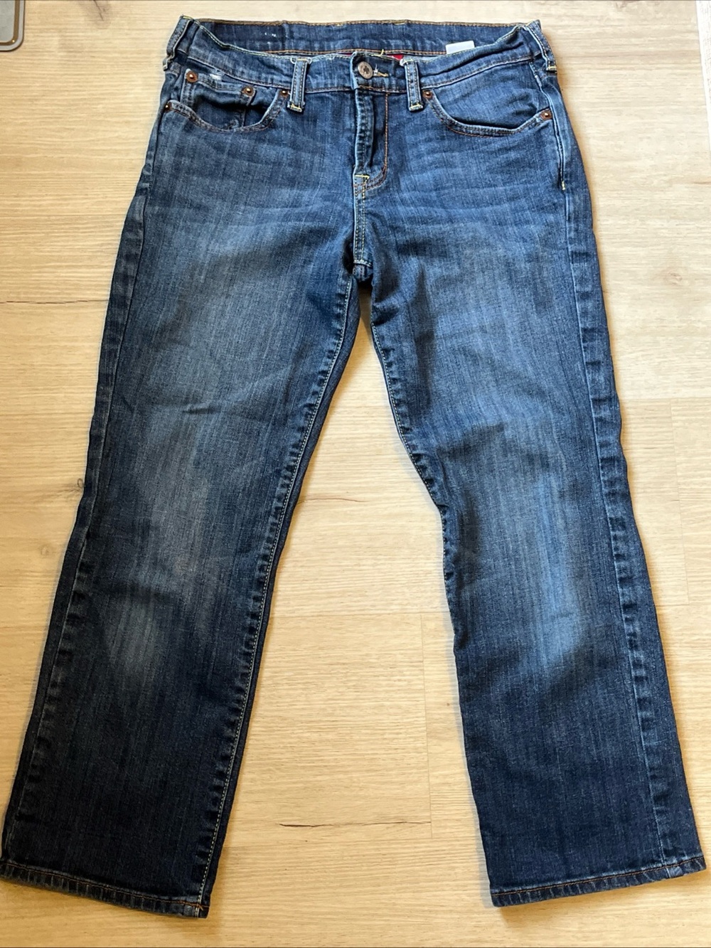 Lucky Brand Dark Blue Mid Rise Cropped Straight-Leg Jeans